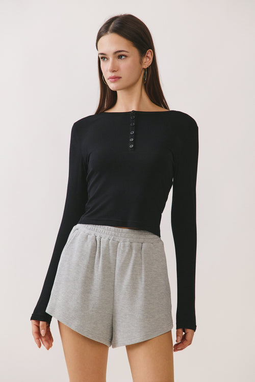 Black Aubree Henley Top